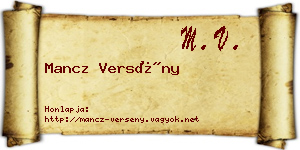 Mancz Versény névjegykártya